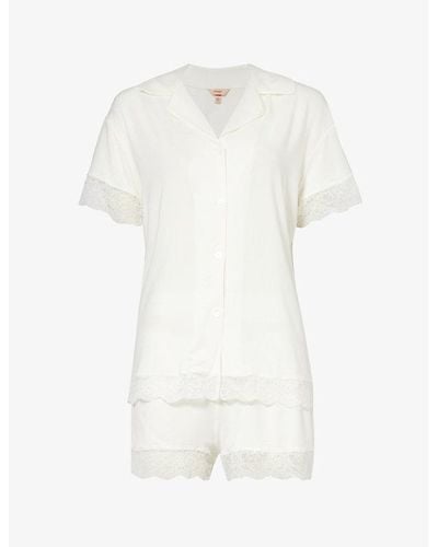 Eberjey Malou Lace-trimmed Stretch-modal Pajama Set X - White