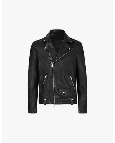 AllSaints Milo Leather Biker Jacket - Black