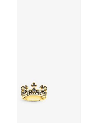 Thomas Sabo Rebel Kingdom Crown Sterling Silver And Zirconia Ring - Black