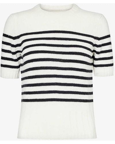 Khaite Luphia Striped Cashmere-knit Top - White