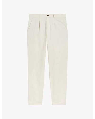 Ted Baker Holmer Regular-fit Tapered-leg Cotton-blend Trousers - White