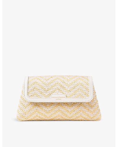Aspinal of London Evening Raffia And Leather Clutch - Natural