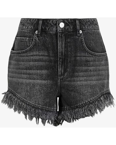 AllSaints Hailey Frayed-hem Denim Shorts - Grey