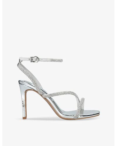 Carvela Kurt Geiger Paparazzi Jewel-embellished Woven Heeled Sandals - White