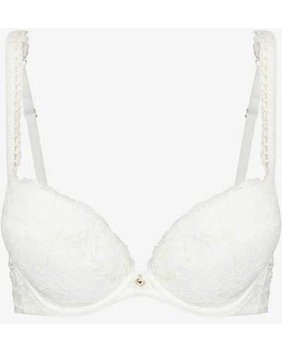 Aubade Kiss Of Love Lace-embellished Woven Plunge Bra - White