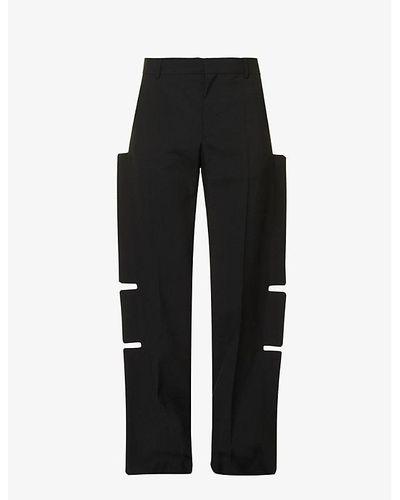 Walter Van Beirendonck Wings Cut-out-panel Wide-leg Relaxed-fit Wool Trouser - Black