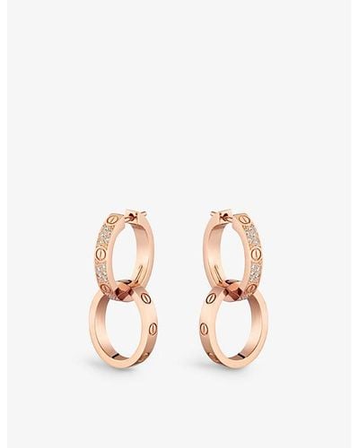 Cartier Love 18ct Rose-gold And 0.13ct Diamond Hoop Earrings - Pink