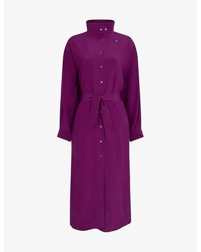 Soeur Syrah High-neck Silk Midi Dress - Purple
