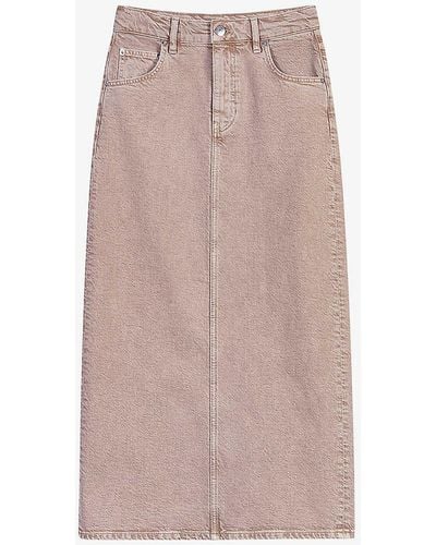 Maje Faded-wash Straight-fit Stretch-denim Maxi Skirt - Pink