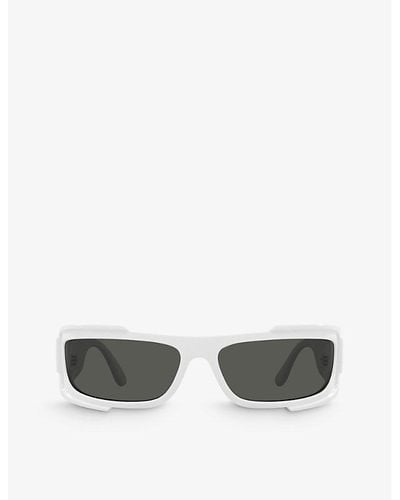 Versace Ve4446 Branded-arm Rectangle-frame Acetate Sunglasses - White