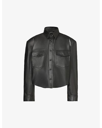 Wardrobe NYC Cropped Leather Shirt - Black