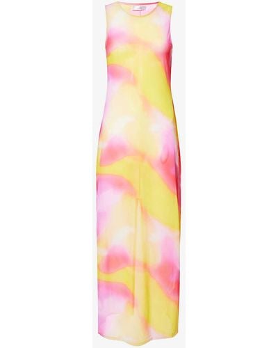 Seafolly Gradient-design Slim-fit Stretch Recycled-polyester Maxi Dress - Pink