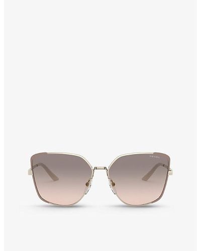 Prada Pr 60xs Metal And Mirror-coated Square Sunglasses - Metallic