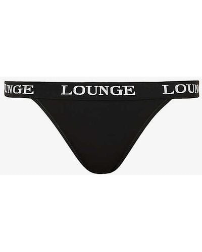 Lounge Underwear Bamboo Triangle Branded-waistband Stretch-jersey Thong - Black