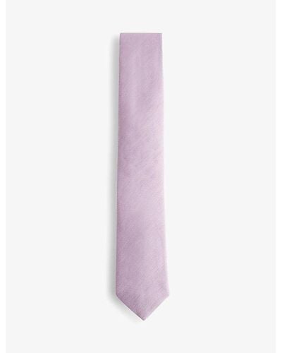 Ted Baker Textured-weave Silk And Linen Tie - Purple