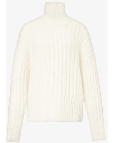Lauren Manoogian Funnel-neck Ribbed Alpaca Wool And Silk-blend Knitted Jumper - White