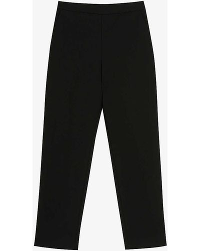 Ted Baker Devana Tapered-leg High-rise Cropped Stretch-woven Trousers - Black