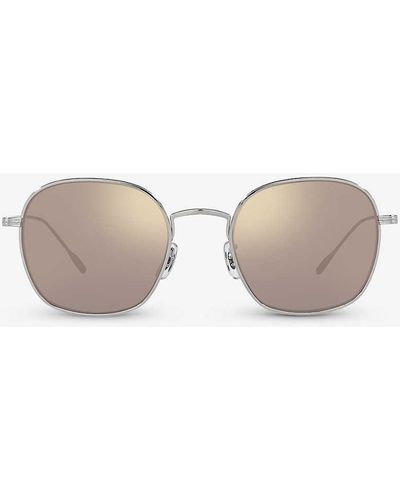 Oliver Peoples Ov1307st Adès Square-frame Titanium Sunglasses - Metallic
