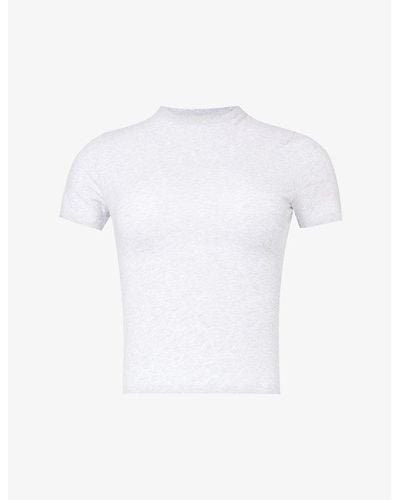 Lounge Underwear Essential Brand-embroidered Stretch-cotton T-shirt - White