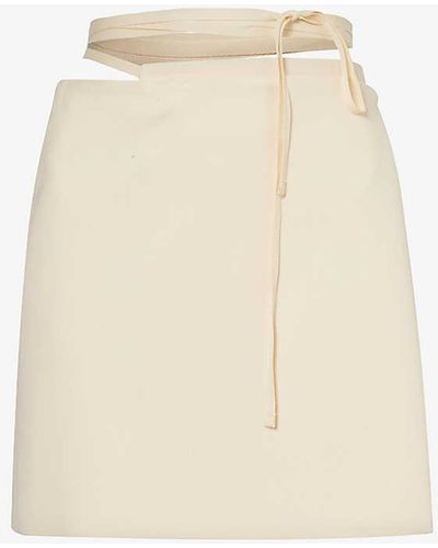 Sportmax Genny Wrap-around Stretch-wool Mini Skirt - White