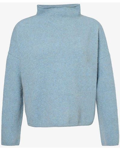 Filippa K Mika Funnel-neck Stretch Wool-blend Jumper - Blue
