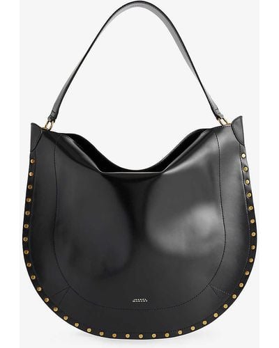 Isabel Marant Oskan Hobo Leather Shoulder Bag - Black