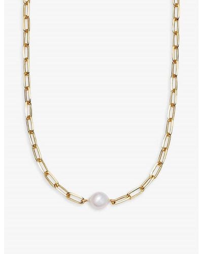 Astley Clarke Celestial 18ct Yellow Gold-plated Vermeil Sterling-silver And Pearl Chain Necklace - Natural