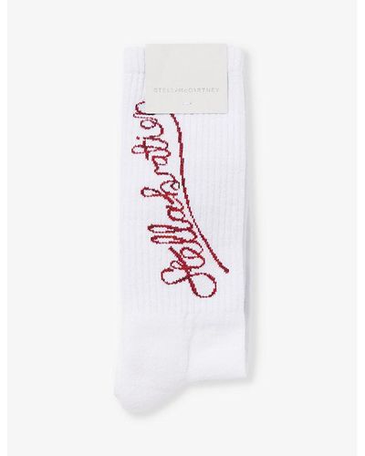 Stella McCartney Branded Crew-length Cotton-knit Socks - White