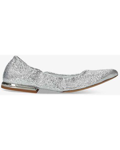 Dries Van Noten Glitter-embellished Woven Ballet Flats - White