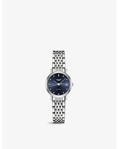 Longines L4.309.4.97.6 Elegant Stainless Steel And Diamond Automatic Watch - Blue