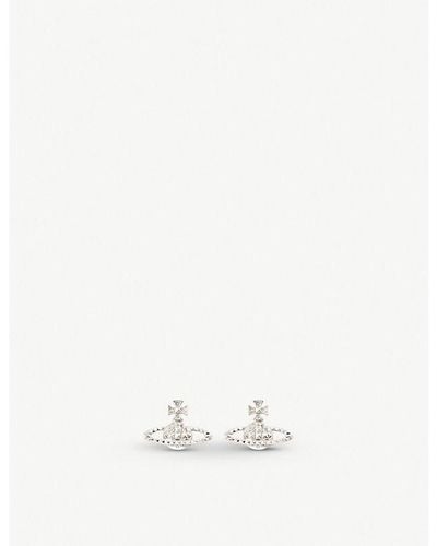 Vivienne Westwood Ladies Crystal And Rhodium Silver Orb Design Mayfair Bas Relief Earrings - White