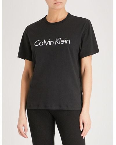 Calvin Klein Logo-print Cotton-jersey T-shirt - Black