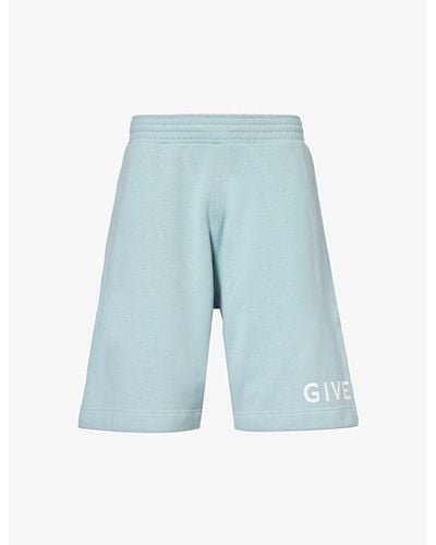 Givenchy Brand-print Relaxed-fit Cotton-jersey Short - Blue