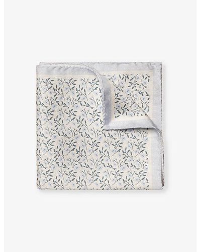 Eton Patterned Silk Pocket Square - White