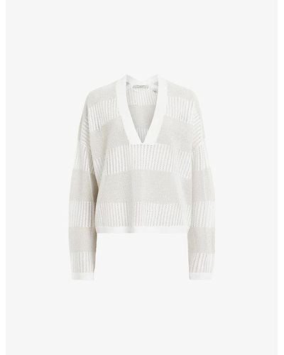 AllSaints Misha V-neck Short-sleeve Knitted Sweater X - White