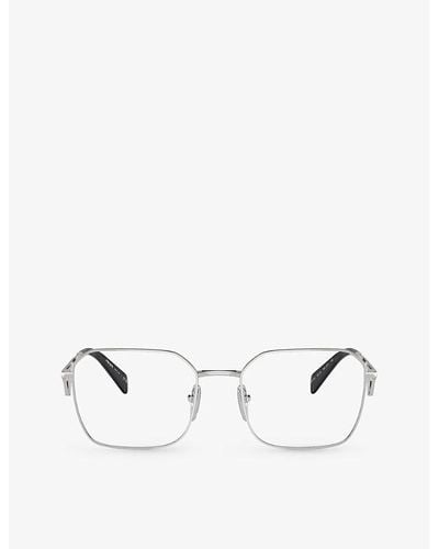 Prada Pr A51v Irregular-frame Metal Optical Glasses - White