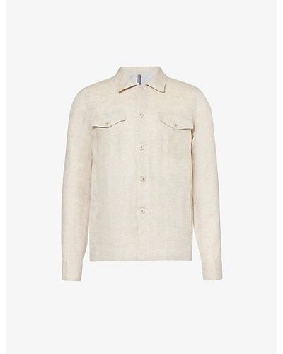 Eleventy Spread-collar Regular-fit Linen Overshirt Xx - White