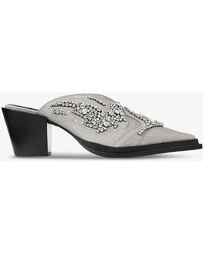 Jimmy Choo Cece 60 Crystal-embellished Woven Heeled Mules - White