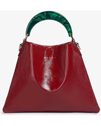 Marni Venice Patent-leather Hobo Bag - Red