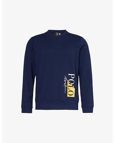 Polo Ralph Lauren Vy Logo Text-print Regular-fit Cotton-blend Jersey T-shirt - Blue