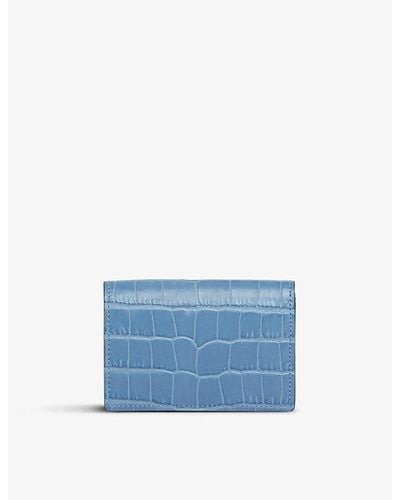 Smythson Mara Snap-closure Leather Card Case - Blue