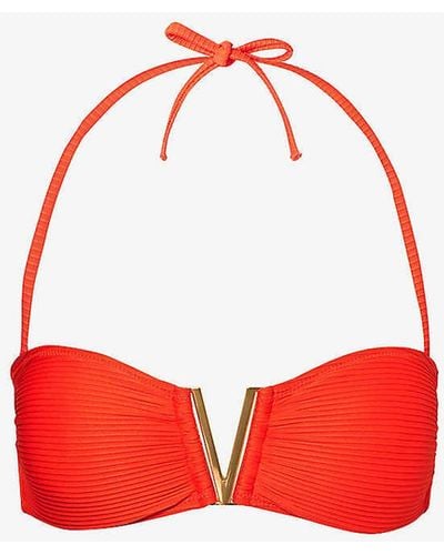 Heidi Klein Vicenza V-bar Bandeau Recycled Polyamide-blend Bikini Top X - Red