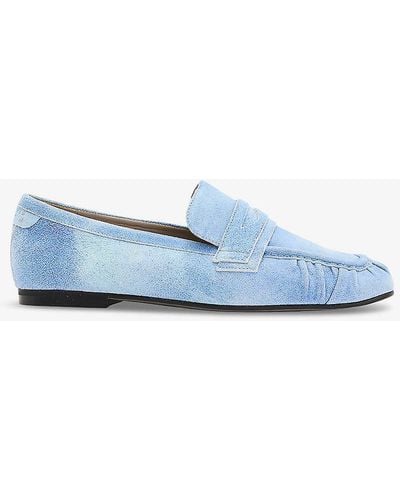 AllSaints Sapphire Penny-trim Flat Suede Loafers - Blue