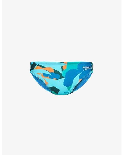 Speedo 5cm Patterned Swim Briefs - Blue