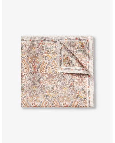 Eton Patterned Silk Pocket Square - Natural
