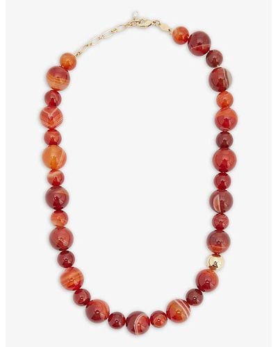 Anni Lu Caramel Drops Plated Brass Bead Necklace - Red