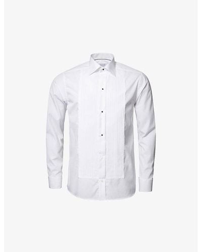 Eton Plissé Slim-fit Cotton Dress Shirt - White