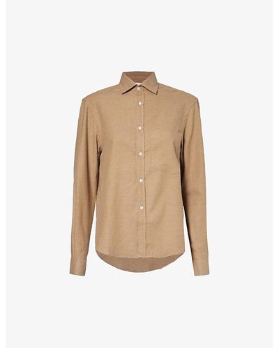 With Nothing Underneath Classic Regular-fit Cotton And Cashmere-blend Shirt - Natural