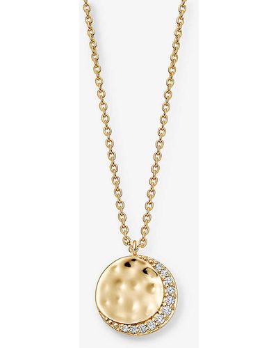 Astley Clarke Luna Crescent 18ct Yellow Gold-plated Vermeil Sterling-silver And Sapphire Pendant Necklace - Metallic