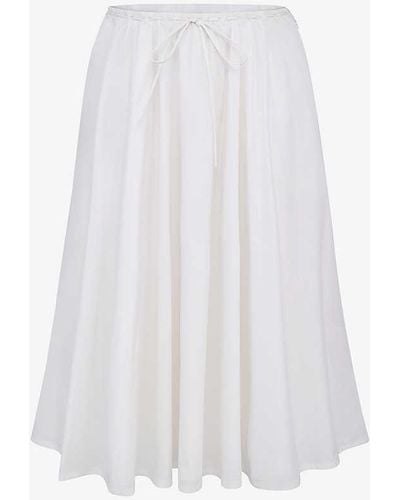 House Of Cb Cora Self-tie Stretch-woven Midi Skirt - White